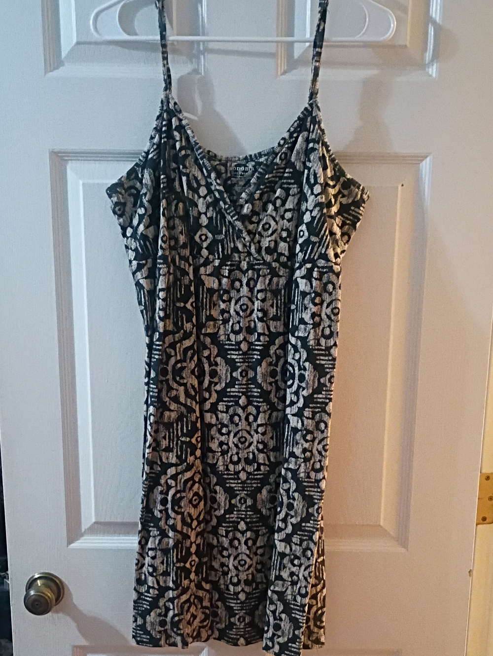 Sonoma Black and Cream Spaghetti Strap Mini Dress